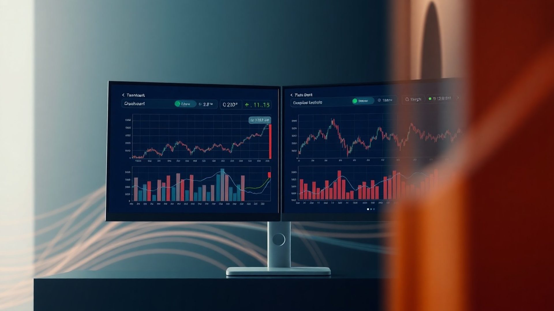 Tablou de bord al platformei demo Grup Stoica afișat pe două monitoare